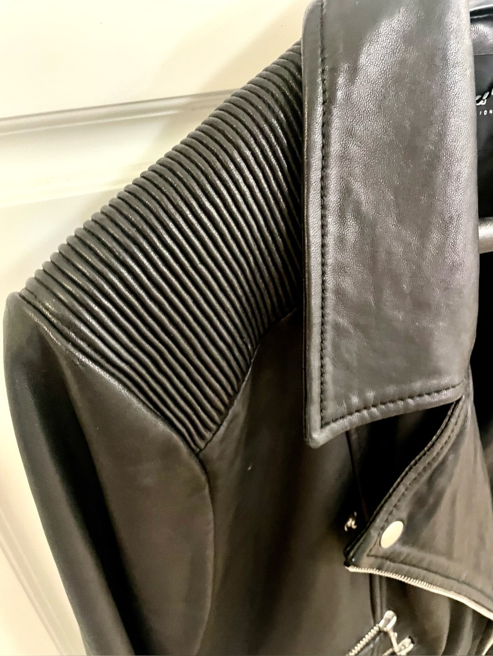 Joe's Jeans Black Genuine Soft Lamb Leather Moto Jacket NEW - Picture 3 of 15
